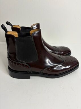 Church's Boots Womens 38 US 8 Oxblood Red Patent Leather Brogue Chelsea Ketsby